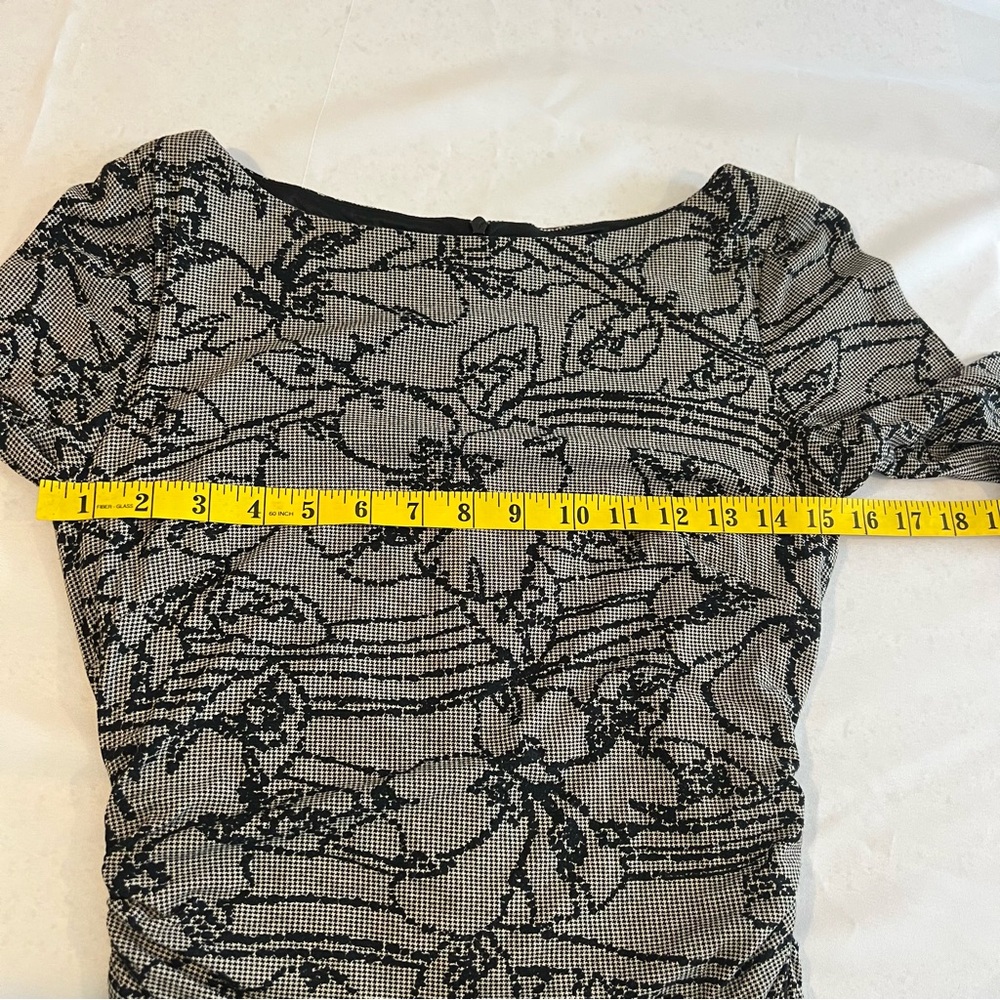 David Meister Women Black and Gray 3/4 Sleeves Midi Dress Size 8 Invisible Zip - Picture 13 of 16